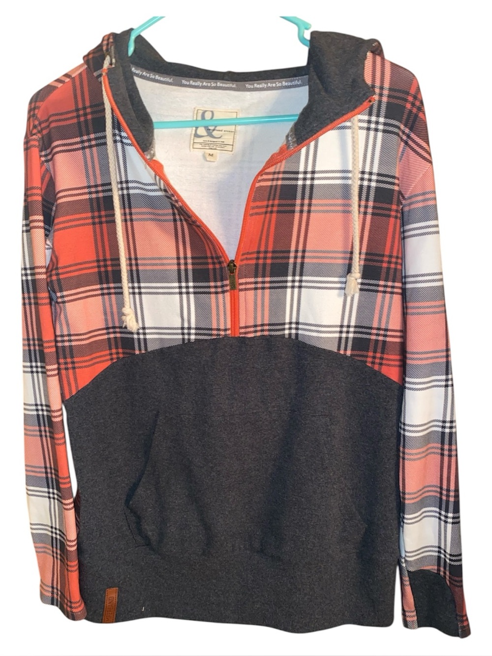 Ampersand Avenue - Half Zip Hooded Sweatshirt -Miss Understood   SZ M NEW - Picture 2 of 6